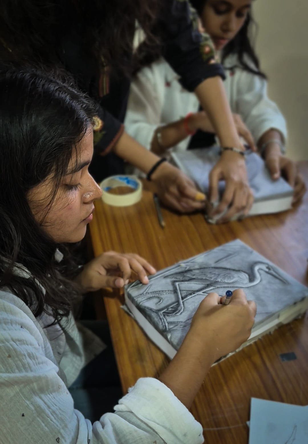 Students attending part time art classes